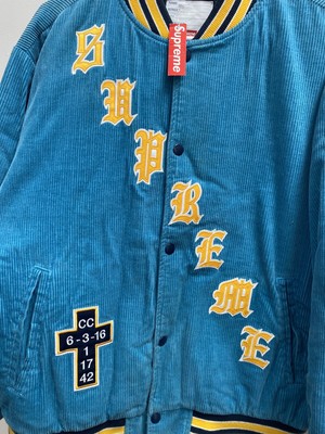 old english corduroy varsity jacket