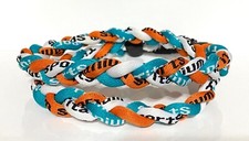 3 Rope Tornado Braided Twist Baseball Softball Necklace 18" 20" Orange Teal