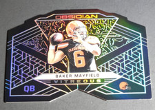 2019 PANINI OBSIDIAN #V-9 BAKER MAYFIELD YELLOW VITREOUS DIE CUTSN#/50 NRMT/MINT