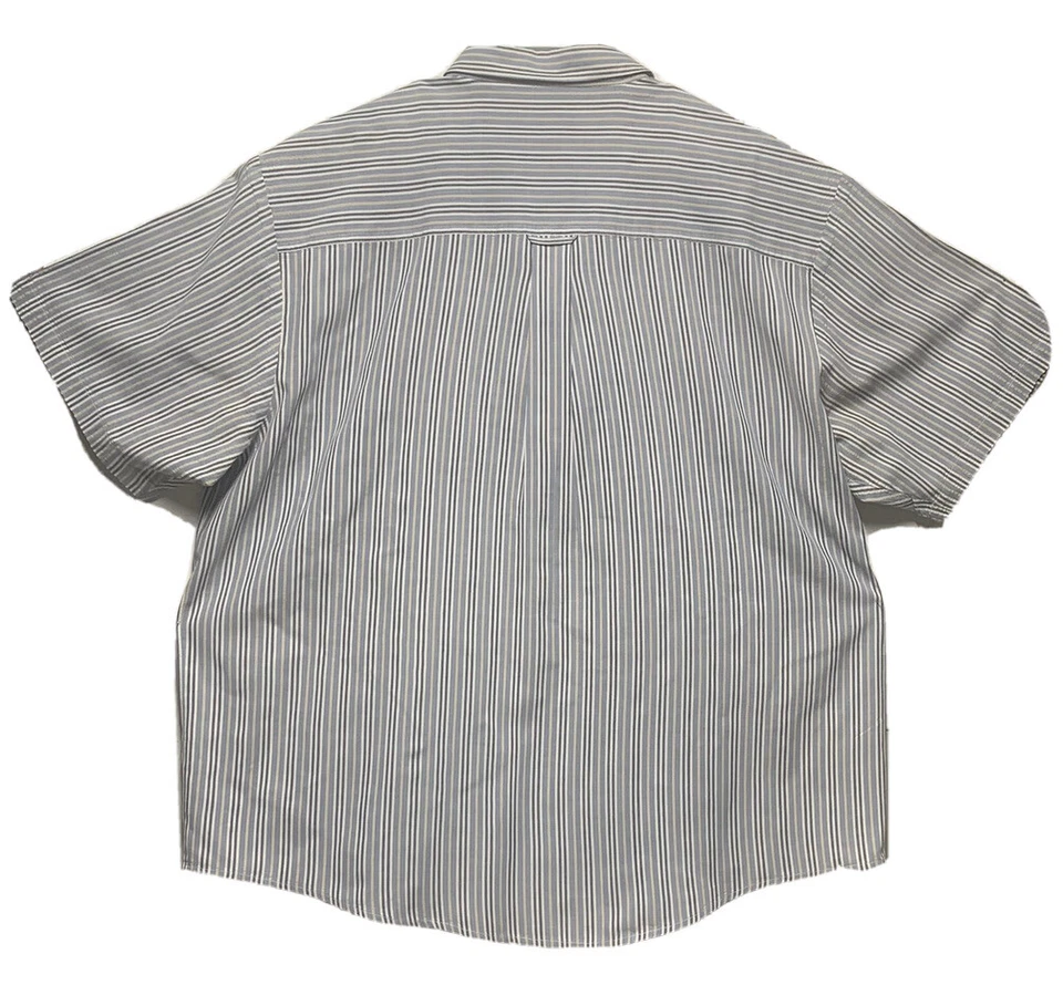 Camisa para hombre Route 66 abotonada manga corta rayas azules Seersucker talla 2X Foto 3 de 4