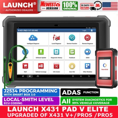 LAUNCH X431 PAD V II PAD 5 OBD2 Scanner Diagnostic Tool J2534 Programming Coding