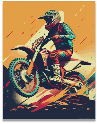 Motocross 11x14 Decorative Poster Dynamic Dirt Bike Wall Art Exciting  Design