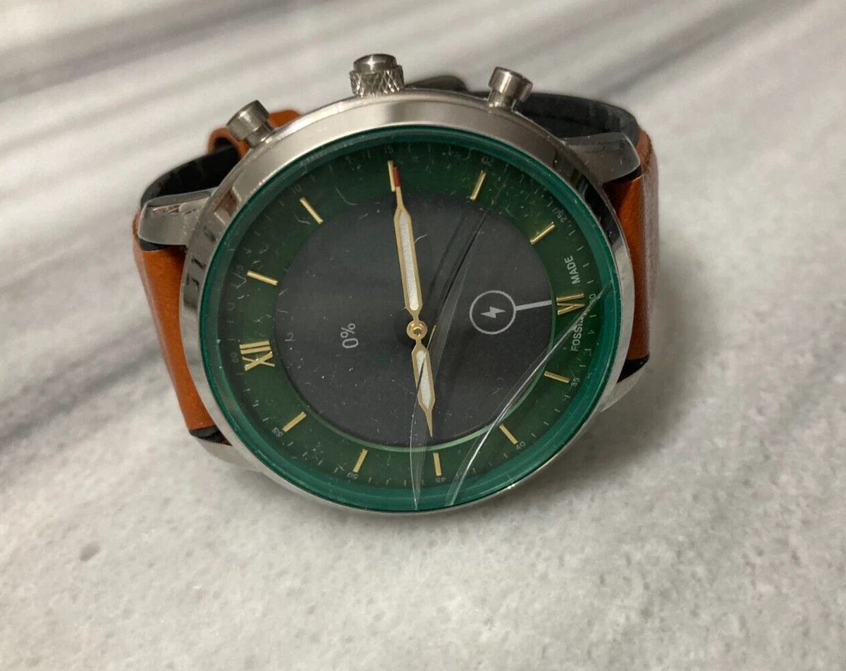Fossil Men s Hybrid HR Smartwatch Neutral Brown Leather Green