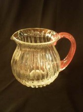 Vintage Ribbed Glass Amberina Pitcher-1950's