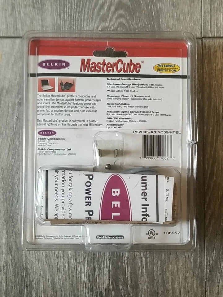 NEW Vintage Belkin D5C594-TEL Surge Protector and Phone Line Protector  - Image 2 of 4