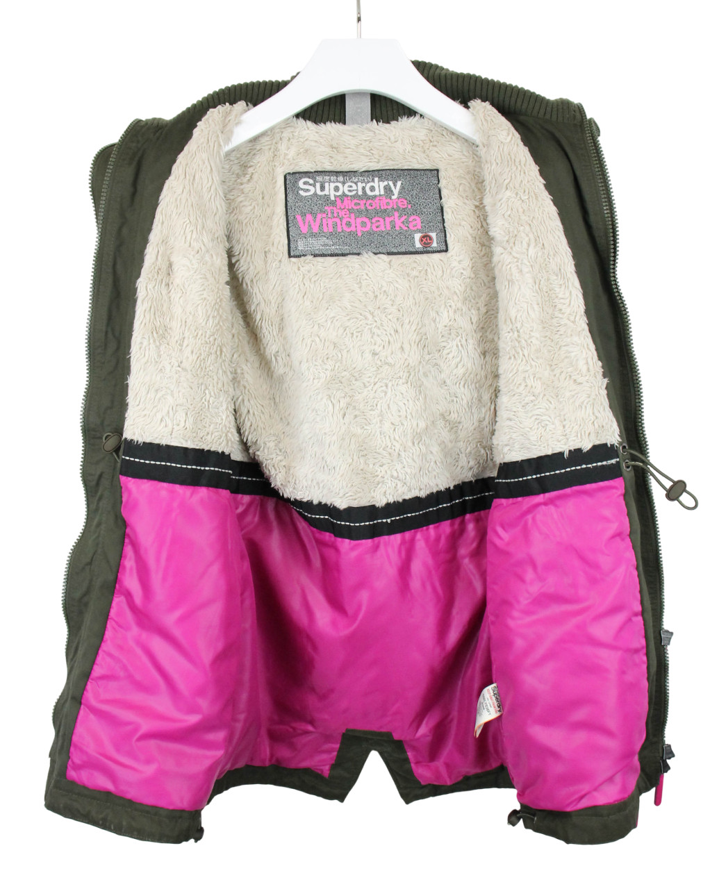 SUPERDRY The Microfibre Windparka Jacket Women's XL Hooded Fur Triple Layer Zip image 4