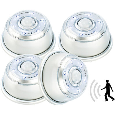 Lunartec LED-Nachtlicht mit Bewegungsmelder & Magnethalterung 4er-Set