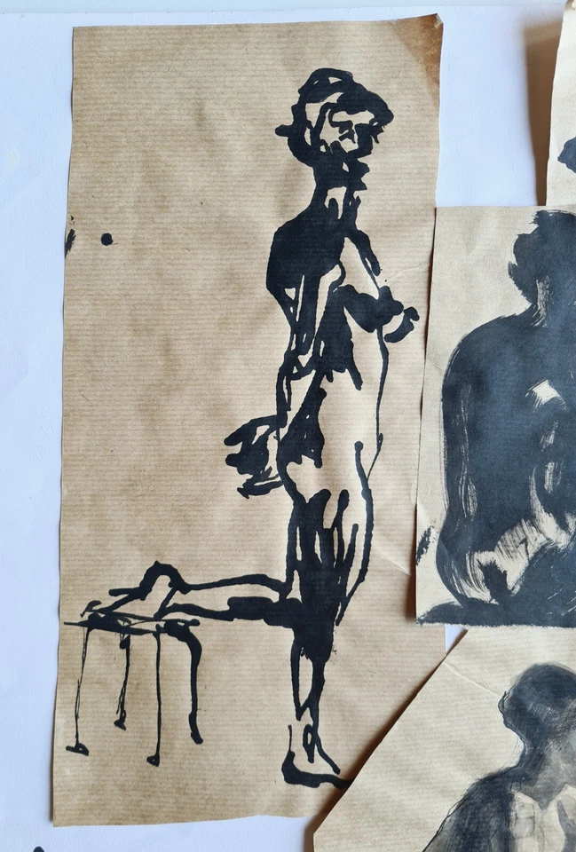 8 dessins originaux femmes nues encre de chine sur papier kraft de Myriam Bouima - Photo 2/4