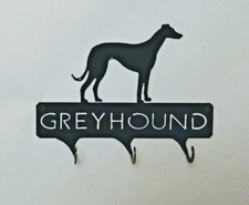 Greyhound Silhouette 3 Hook Leash Key Holder Black Wrought Iron Look Made in USA