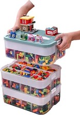3 tiers Stackable Storage Organizer for Lego Kids Toy Box Building Blocks W Lids