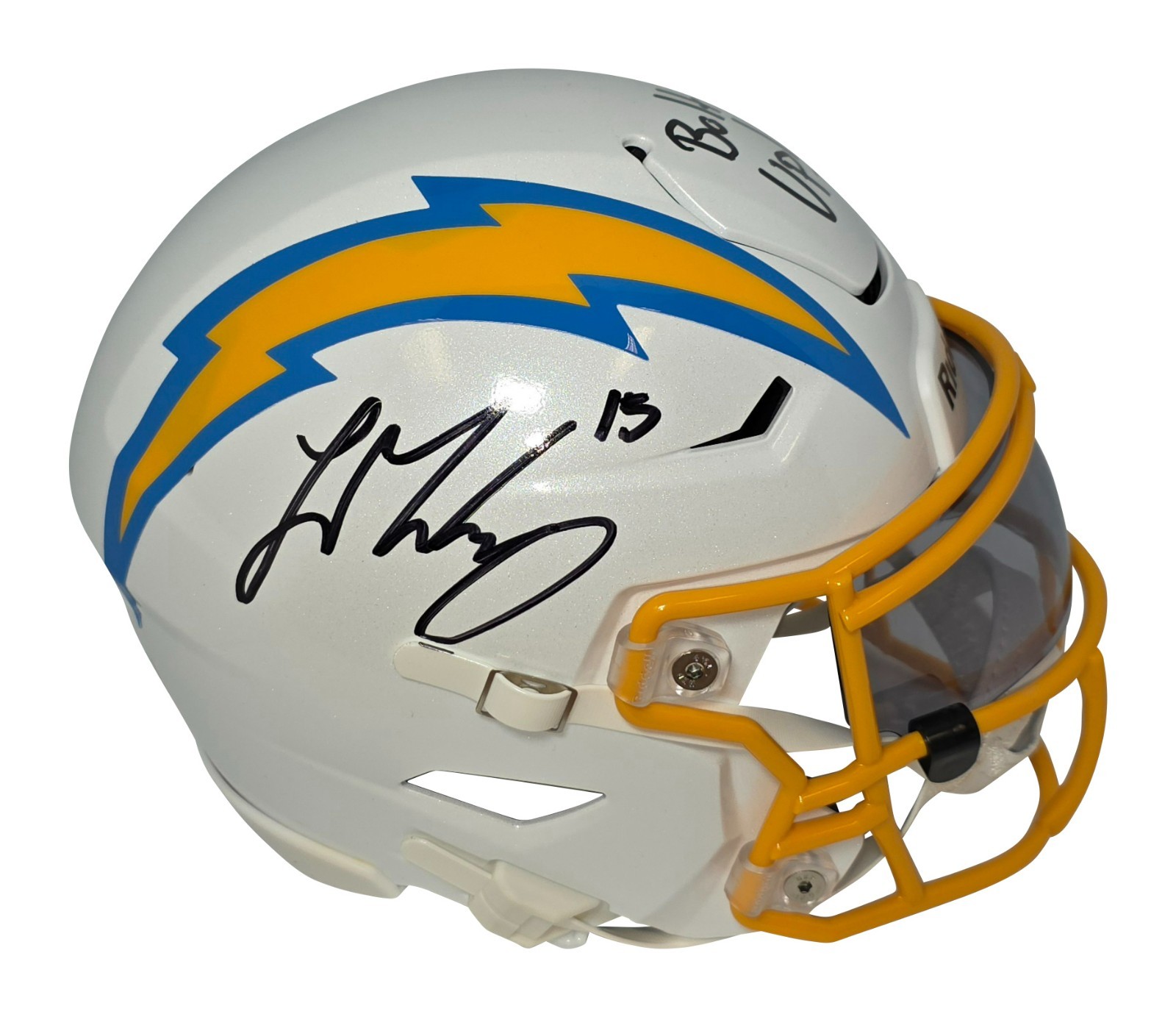Ladd McConkey Autographed Signed Georgia Bulldogs Chargers Mid-Size Helmet w/ Insc Beckett COA 