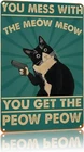 Room Humorous Vintage Cat "You Mess With The Tin Metal Signs Home Décor 8x12