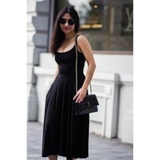 REFORMATION Fit and Flare Midi Tank Dress Black ORGANIC COTTON Size Medium M 