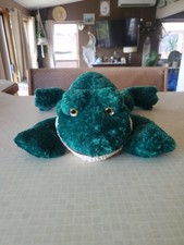 Russ Berrie Green Frog Friggles Plush Beanie Animal 9" Lays Flat Velvet Texture