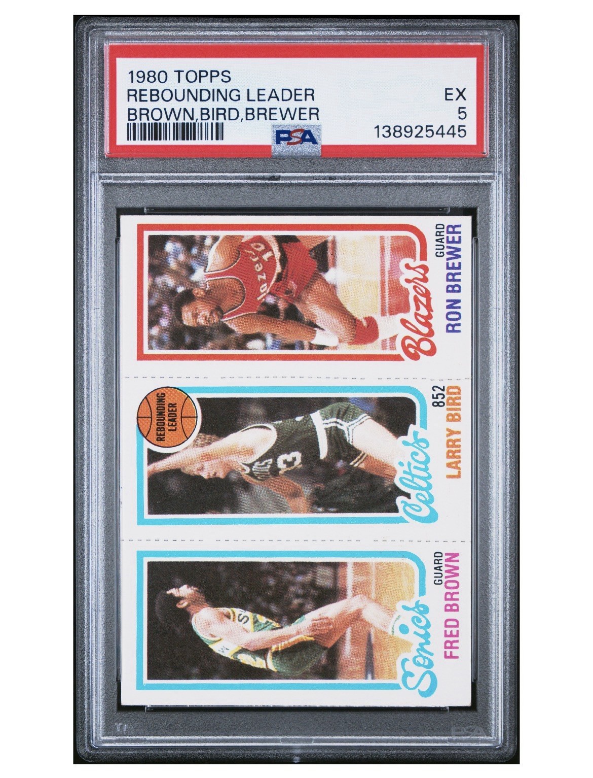 1980-81 Topps #31 / 198 / 228 Brown / Larry Bird / Ron Brewer  PSA 5 - New Slab