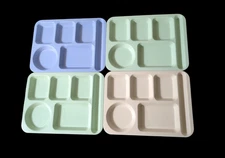 5 Speckled melamine Plastic Lunch Trays retro school nostalgia