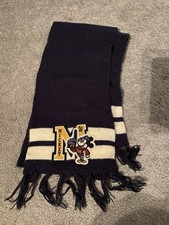 DISNEY PARKS Authentic Navy Blue  White Winter Scarf Mickey Mouse "M"