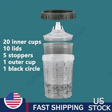 Disposable Plastic Paint Spray Gun Cup Liners & Lid System 20Ounce 600ML Kit