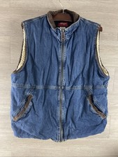 Vintage WRANGLER Gilet Jacket Mens L Blue Denim Sherpa Vest