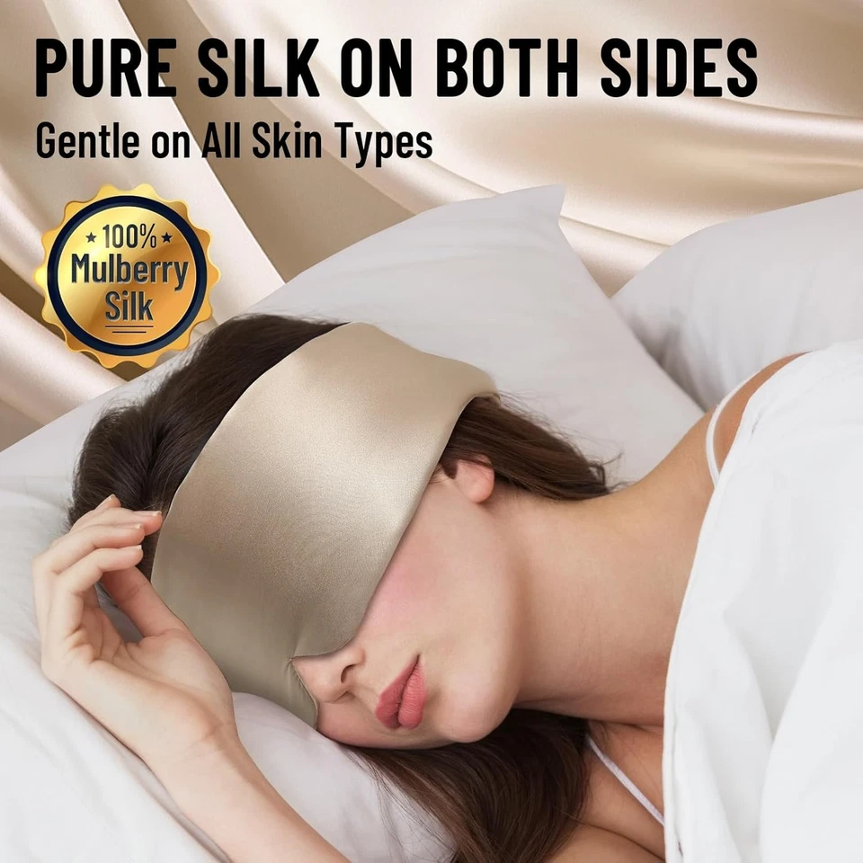 All-Natural Mulberry Silk Sleep Mask - Comfortable Pressure-Free Large Eye Cover - Image 4 of 4