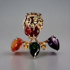 X1 Gucci Single Stud Lionhead Earring 18ct Yellow Gold Opal Diamonds Hallmarked