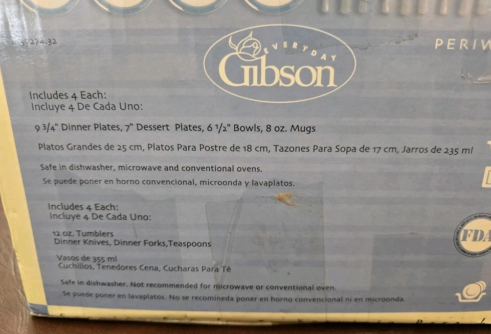 ПОЛНЫЙ ОБЕДЕННЫЙ НАБОР GIBSON ESSEX ИЗ 32 ПРЕДМЕТОВ ПЕРВОКЛАССНЫЙ НАБОР СТОЛОВОЙ ПОСУДЫ С ПОСУДОЙ - Изображение 4 из 4