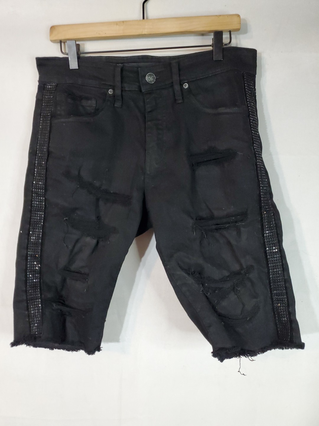 Jordan Craig Legacy Edition Distressed Black Denim Jean Shorts Men's Size 30