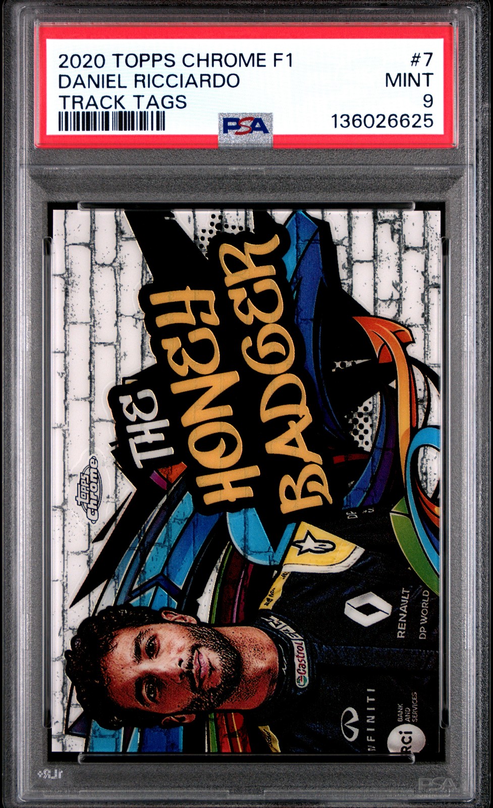 2020 TOPPS CHROME FORMULA 1 TRACK TAGS #7 DANIEL RICCIARDO PSA 9