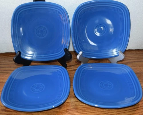Retired Fiesta Ware Lapis Square SALAD Plate LOT OF 4