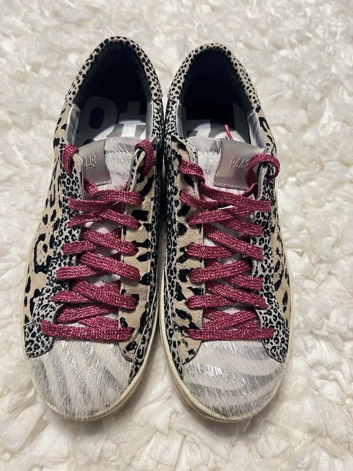 P448 John B Animal Print Court Sneakers Tennis Shoes Mixed Print Women’s Size 9 Foto 2 de 4