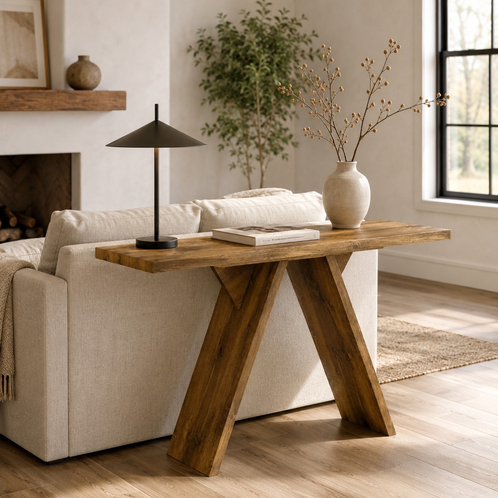 Console Table,43.4 in Long Narrow Entryway Table with V-Shaped Base for Hallway