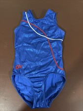 GK Elite Child Large CL USA Gymnastics Leo Foil Comp Red White Blue Leotard