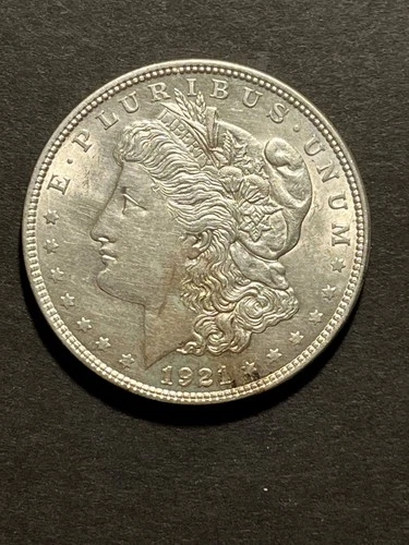 1921 Morgan Silver Dollar $1 AU, Bright White, Great Eye Appeal