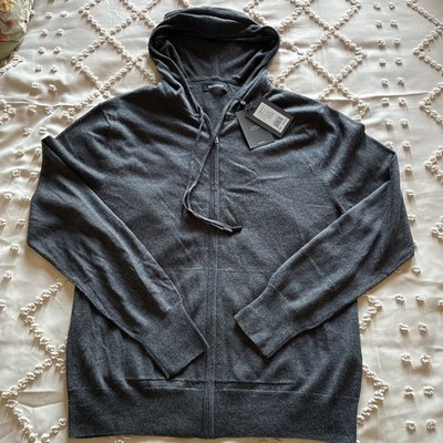 NAADAM CASHMERE/SILK MEN'S ZIP UP HOODIE * MED * GRAY *NEW W/TAGS* SUNDAY SALE!