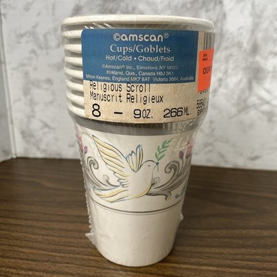 VTG Amscan Religious Scroll Communion paper Party 9oz Cups- 8 count NIP Dove