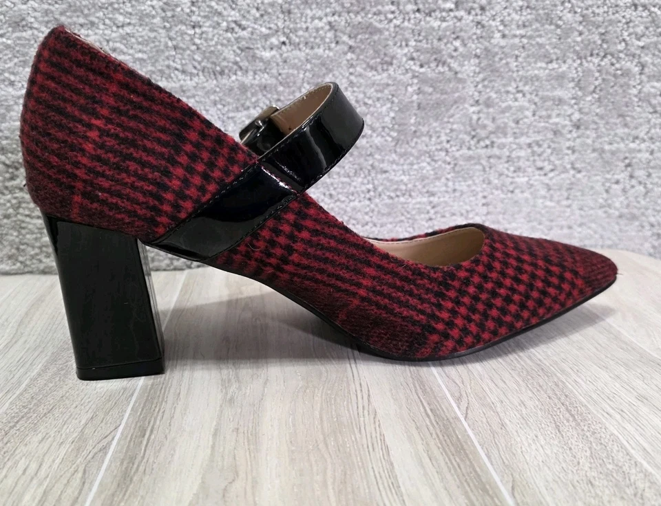 Allegra K Red & Black Plaid Montreal Mary Jane Pump Patent Leather Women Sz 9.5 - Image 4 of 4