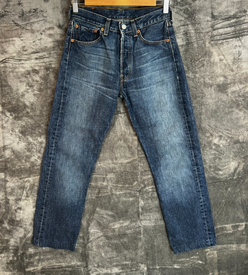 Levis 501 Jeans W27 L30 blau Straight Button Fly 00501-0175