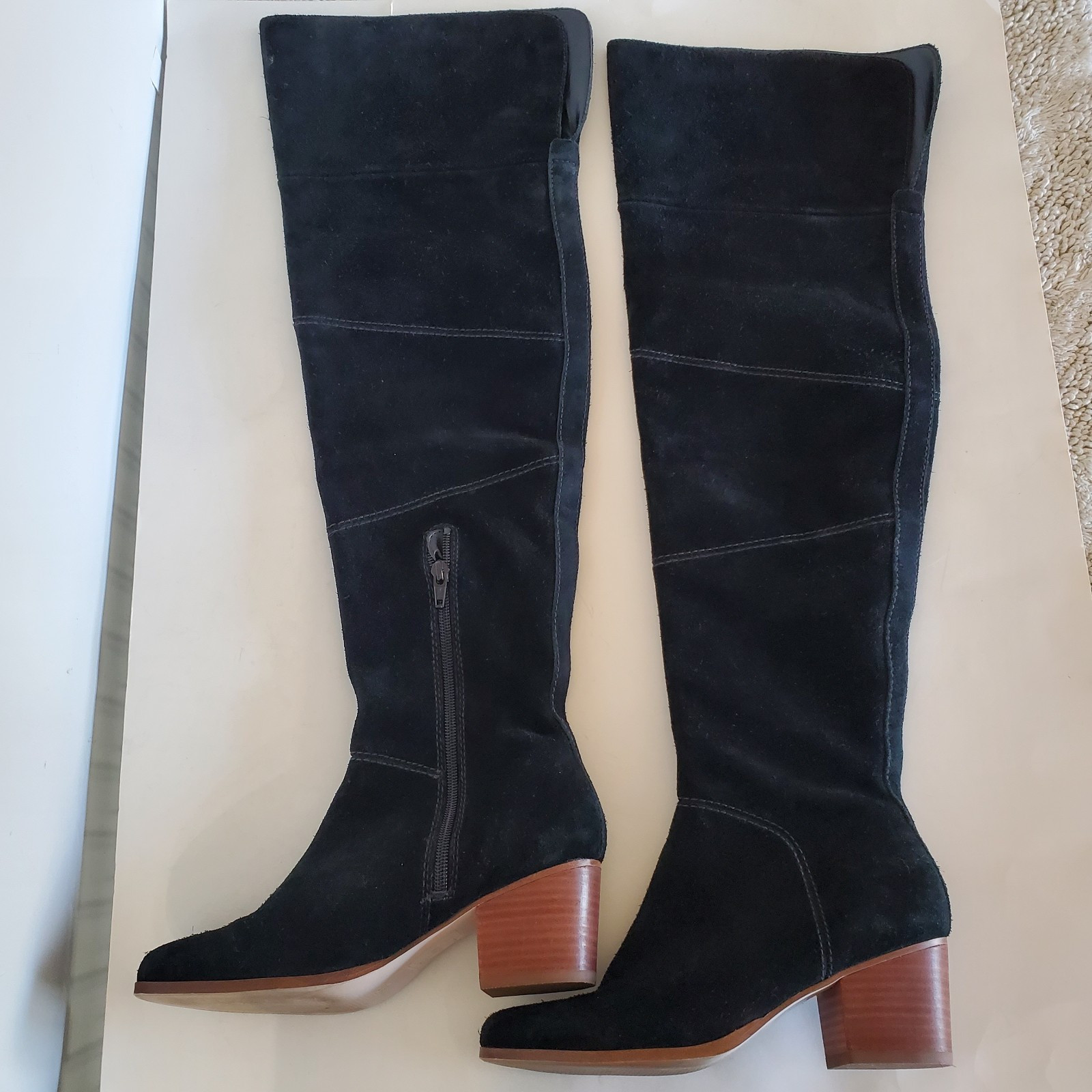 SAOLA Stivali sopra il ginocchio SOLE SOCIETY Melbourne neri scamosciati 6 5 zip Boho Festival usati in ottime condizioni