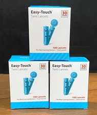 300 Easy Touch Twist Lancets 30 Gauge - 3 Packs of 100 - EXP 02/23