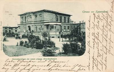 000322) AK 1901 Gruss aus Hamburg Eppendorf Operationshaus gelaufen