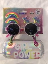 Girls Round Shaped Sunglasses with Matching Hard Case - Girl Power