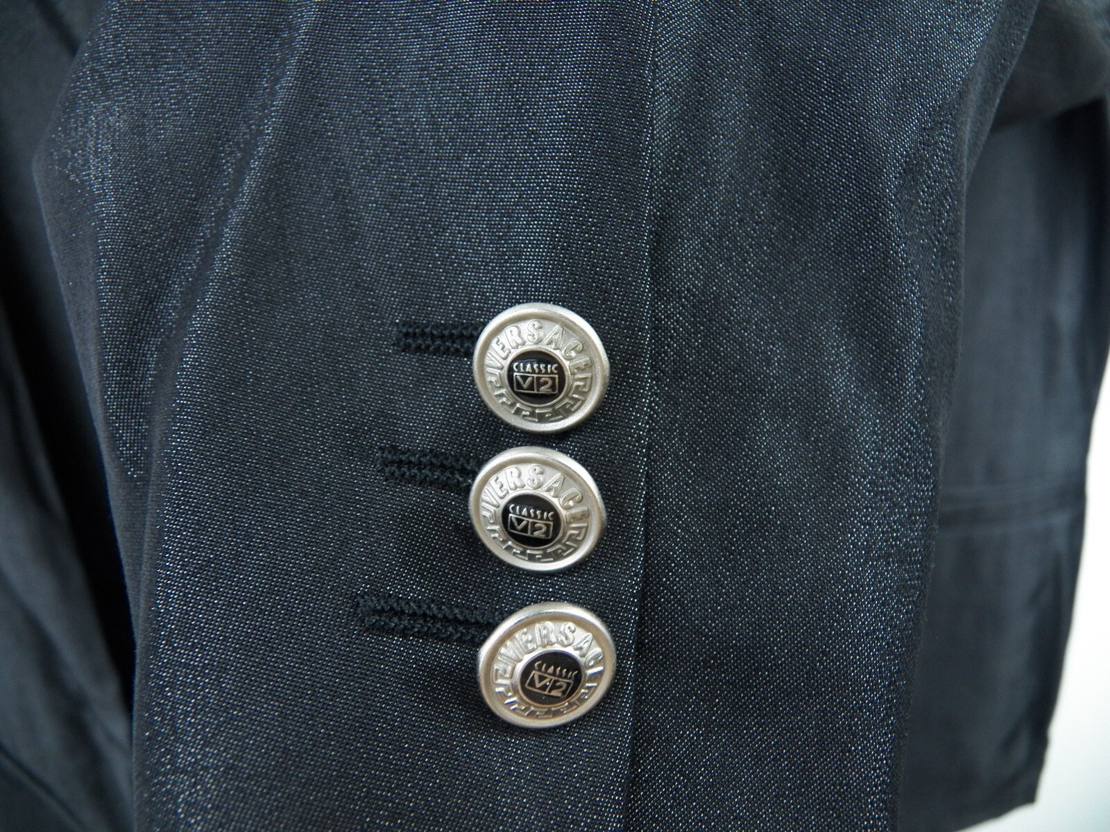 VERSACE CLASSIC V2 MENS 54 44 L BLAZER JACKET CHARCOAL METALLIC 72percent WOOL LUXURY image 7