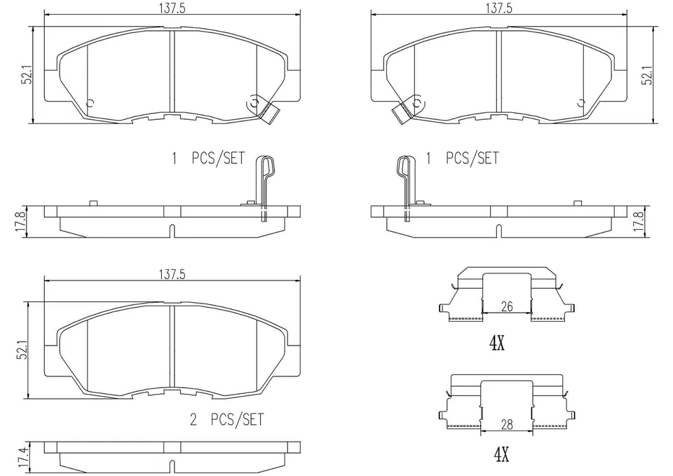 Brembo P28052N Ceramic Front Disc Brake Pad Set for 2010-2014 Honda Insight - Image 4 of 4