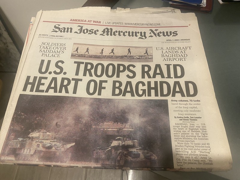 S.J. Mercury News: "U.S. TROOPS RAID HEART OF BAGHDAD" APRIL 7, 2003