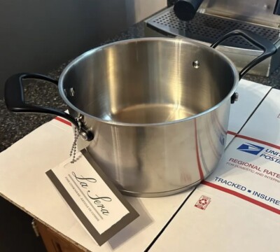 Rare La Sera Fine Cookware SS 3.3 qt Soup Pot With Black Coated