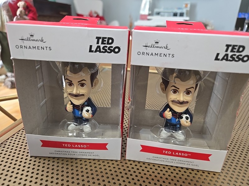 Set Of 2 Hallmark Ted Lasso Christmas Ornaments TV Show Character 2023 Soccer