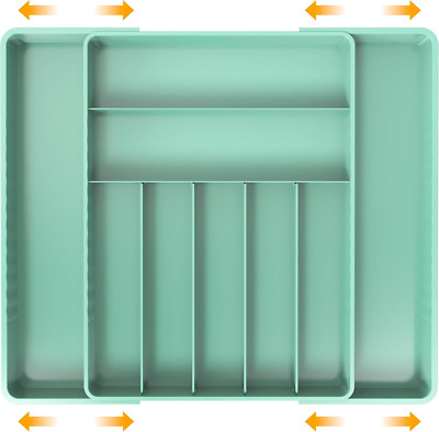 Simple Houseware Expandable Kitchen Drawer Flatware Organizer, Turquoise
