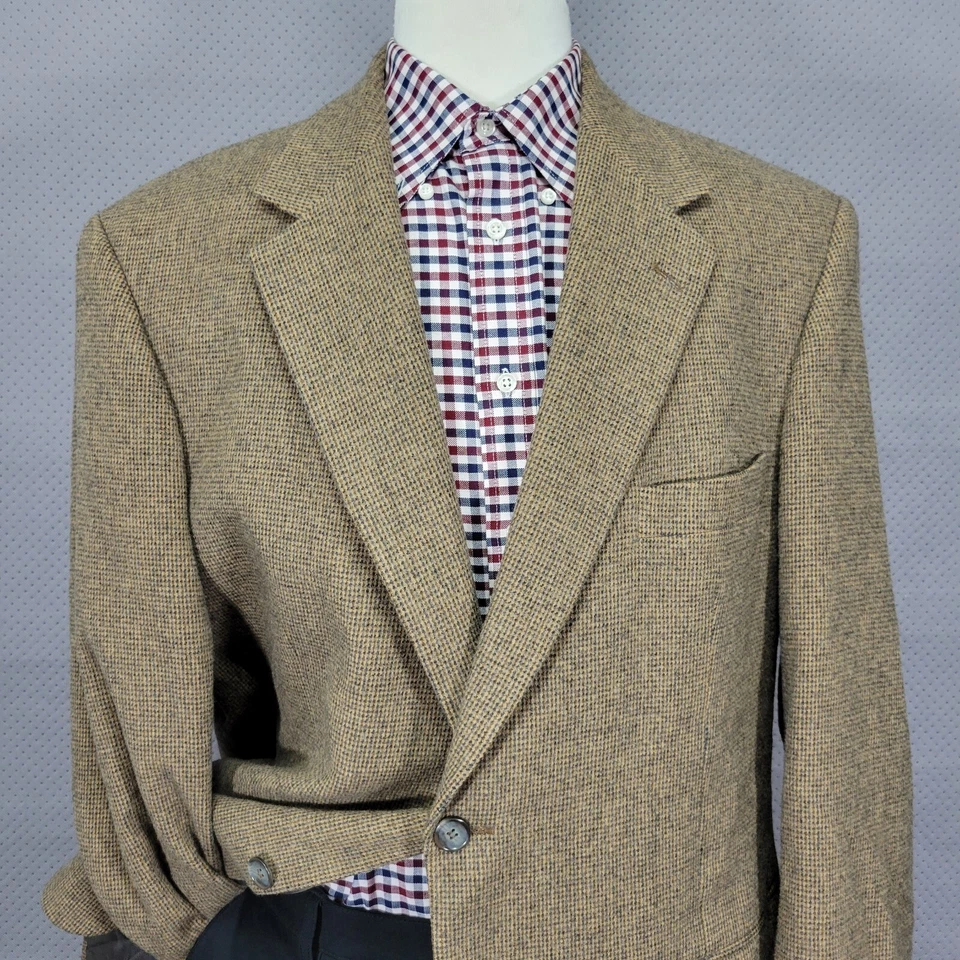 Abrigo Blazer Deportivo Chereskin Para Hombre Dos Botones Marrón Cabello Camel Talla 46R Foto 2 de 4