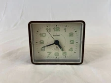 Lorus Quartz Alarm Clock Small Square Japan Green and Brown Vintage Plastic