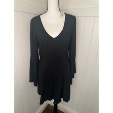 NWT! Black Express ZIppered Dress with Long Sleeves and Flared Arms - Size 12
